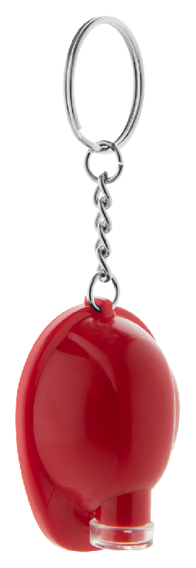 Porte-clés publicitaires - casque de sécurité en plastique avec lampe LED - couleur rouge_0