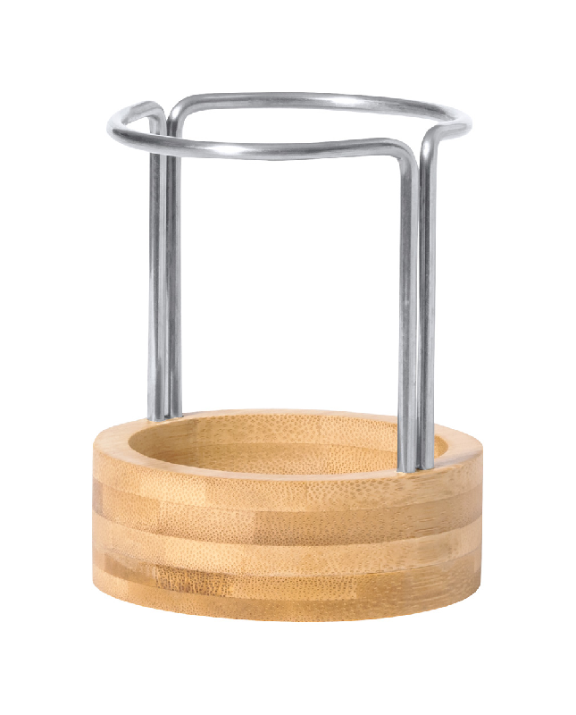 Porte-stylo de bureau en bambou et acier inoxydable - Couleur naturelle - Poids 183,33 gr_0