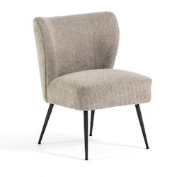 RATTATAN Fauteuil rembourré avec assise à ressorts,en tissu bouclé doux,pieds en métal,fauteuil de salon,chambre à coucher,design classique–Ire_0