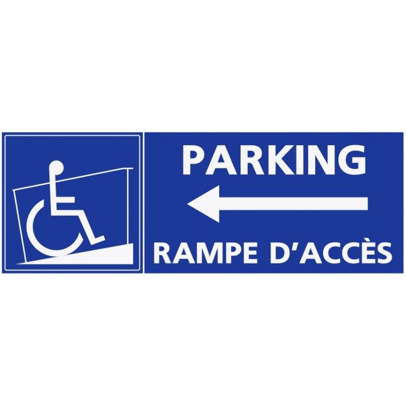 Refz456 - panneau stationnement parking handicapé avec rampe d'accès - abc signalétique - direction gauche_0