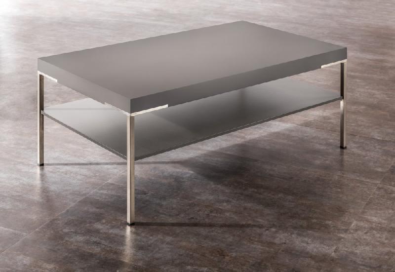 Table basse design ANZIO - Taupe laqué mat 75 cm - Piétement en acier_0