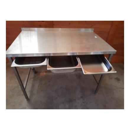 Table inox AISI304 - deux roulettes arrière - L1200 x L700 x H850 - Occasion - CBP chez Philippe_0