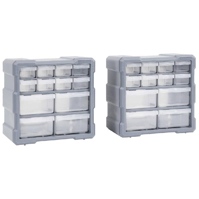 Vidaxl organisateurs multi-tiroirs avec 12 tiroirs 2 pcs 26,5x16x26 cm 147582_0