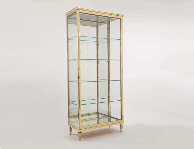 Vitrine 80x40x90cm verre trempé 2 tablettes, top verre, socle