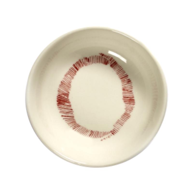 PLAT ROND BLANC SWIRL - STRIPES ROUGE GRÈS 7,5 CM Ø 7,5 CM FEAST BY OTTOLENGHI SERAX