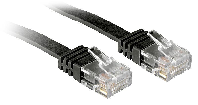 Câble plat Cat.6 non blindé - RJ45 noir 1m Lindy 47521_0