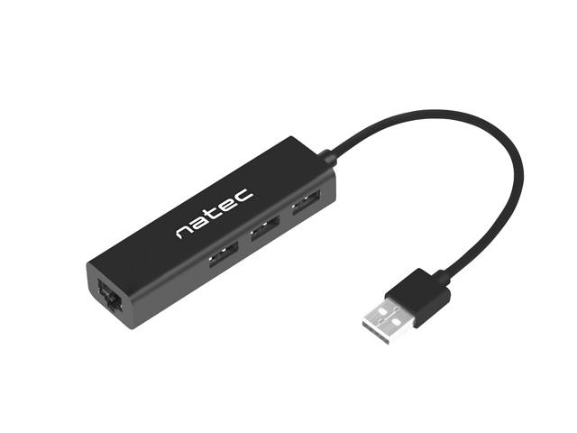 Hub informatique NATEC Dragonfly USB 2.0 - 480 Mbit/s - Noir - 4 ports RJ-45, USB 2.0 (NHU-1413)_0