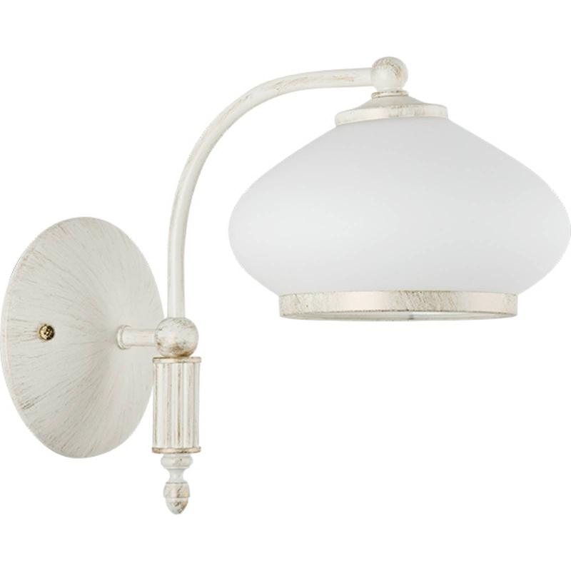 ALFA APPLIQUE ASTORIA AVEC ABAT-JOUR EN VERRE, BLANCHE
