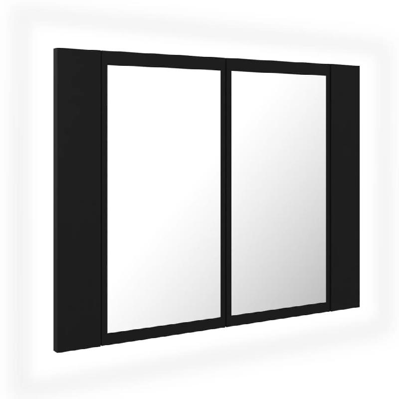 Armoire à miroir LED pour salle de bain - 60 x 12 x 45 cm - Acrylique noir avec lumière RVB_0