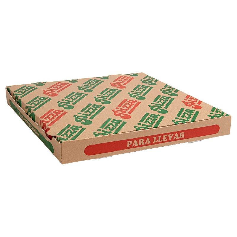 Boite pizza The Pack carton nano micro brun,vert et rouge 36x36x4cm - par 100_0