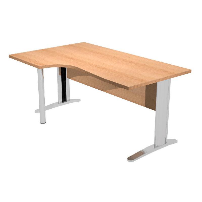 BUREAU COMPACT PRONTO PRESTIGE - RETOUR A GAUCHE - L.160 X P.100 CM - PLATEAU HETRE - PIED L CHROME