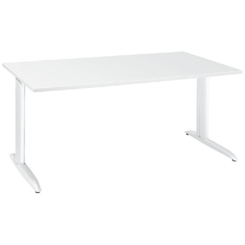 BUREAU DROIT ACTUAL - L. 140 X P. 80 CM - PLATEAU BLANC - PIEDS L BLANC