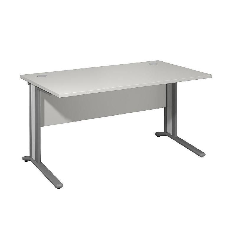 BUREAU DROIT VARIATION CLASSIC - L. 140 X P. 80 CM - PLATEAU GRIS - PIEDS GRIS - CARTERS FINITION GRIS