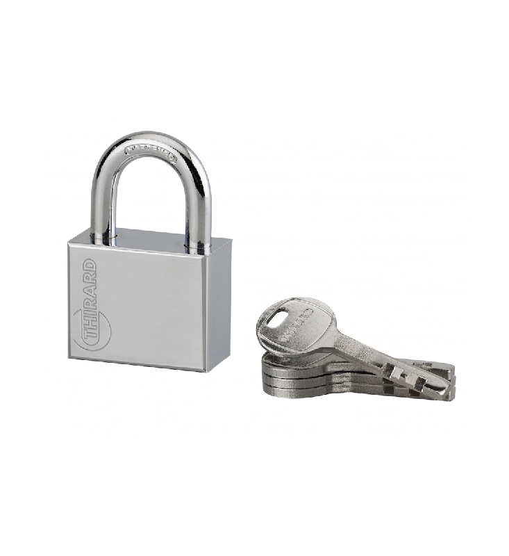 Cadenas à clé Disk, acier, chantier, anse acier, 40mm, 4 clés - THIRARD - gris 3150260955156_0