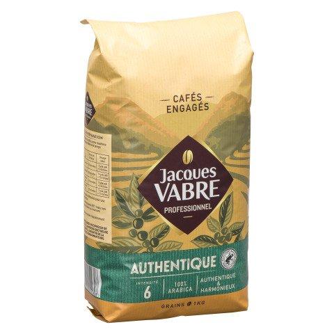 CAFÉ EN GRAINS JACQUES VABRE AUTHENTIQUE 100 % ARABICA - PAQUET DE 1 KG