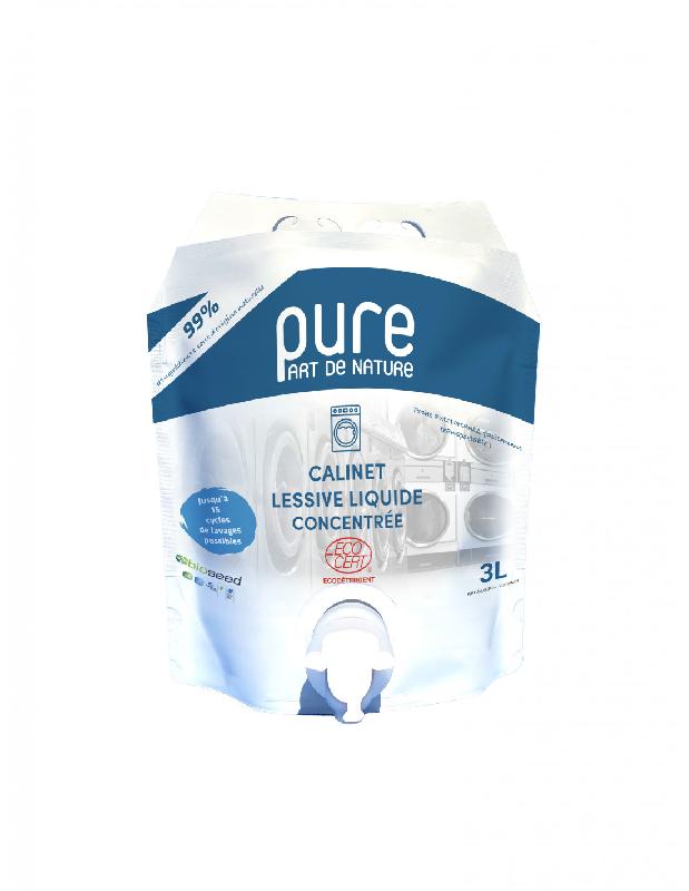 CALINET LESSIVE LIQUIDE CONCENTRE NUAGE COTON - ECOCERT -  OBIOBAG 3L MARQUE PURE PART DE NATURE_0