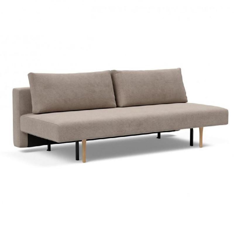 Canapé design Conlix convertible - Lit 140x200 cm - Pieds chêne naturel - Tissu Cordufine beige_0