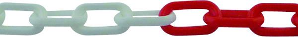 CHAINE PLASTIQUE DIAMETRE 8 ROUGE/BLANC ROULEAUX 50M