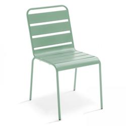 Oviala Business Chaise en métal vert sauge - vert acier 109809_0