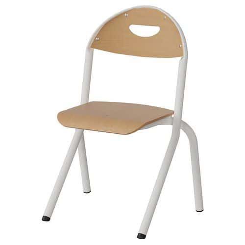 CHAISE MALIBU AST - T2 - ASS/DOS HÊTRE / ACIER BLANC 9016 - MANUTAN EXPERT