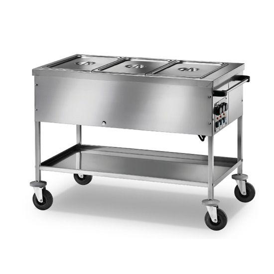 Chariot bain-marie avec étagère inférieur, 2x GN 1/1 h=150 mm, 2 températures VIRTUS IFD0010/F_0