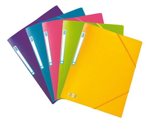 LOT DE 20 - CHEMISE À ÉLASTIQUE 3 RABATS PLASTIQUE MEMPHIS OXFORD 24 X 32 CM DOS 1,5 CM COULEURS ASSORTIES