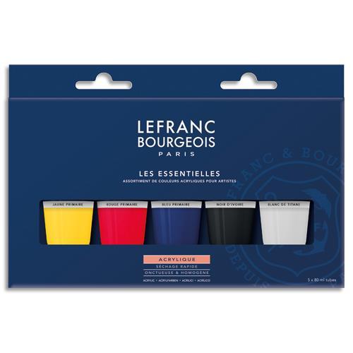 COFFRET DE 5 TUBES DE PEINTURE ACRYLIQUE 80 ML LEFRANC & BOURGEOIS