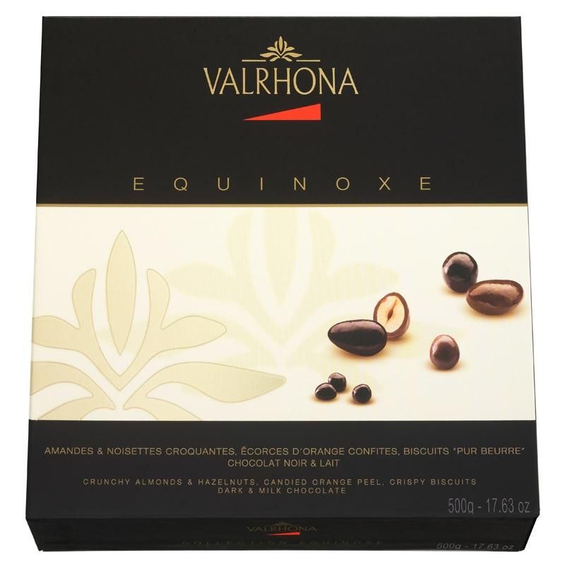 CHOCOLATS VALRHONA COFFRET EQUINOXE AUX 4 GOURMANDISES ENROBÉES DE GRAND CHOCOLAT - 500 GR