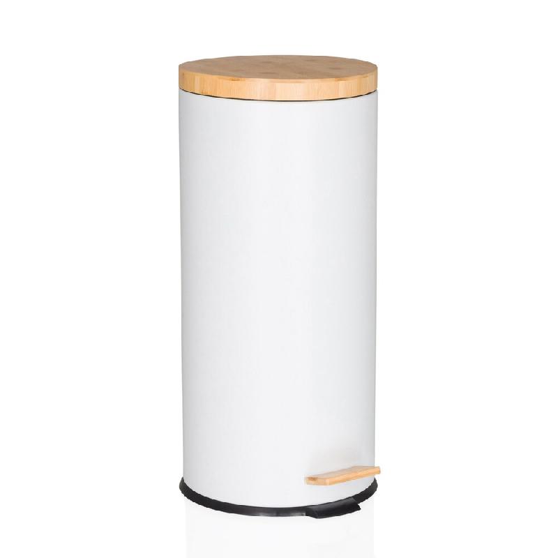 Collecteur à déchets / Poubelle CLEAN NATURA 30 L acier/bambou blanc mat hjh OFFICE - blanc Bambou 741203_0