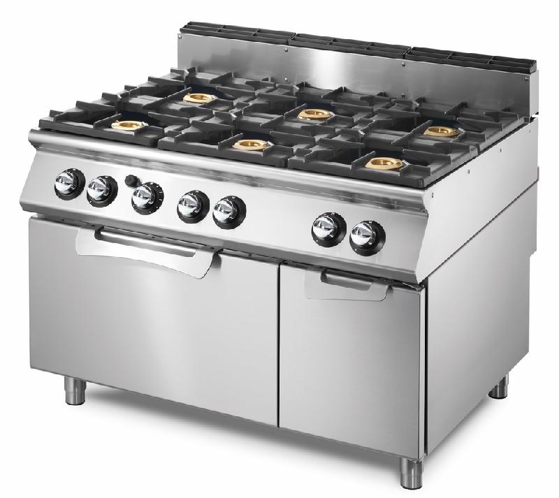 Cuisinière gaz sur four gaz statique gn 2/1 et armoire fermée, 6 brûleurs - VS90120CFG_0