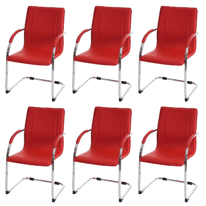 Décoshop26 - Ensemble de 6 chaises de salle à manger bureau visiteur en PVC rouge 04_0001975 - 3000083232692_0