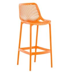 Décoshop26 - Tabouret de bar avec repose-pieds design moderne plastique orange intérieur ou extérieur 10_0000545 - 3000763669602_0