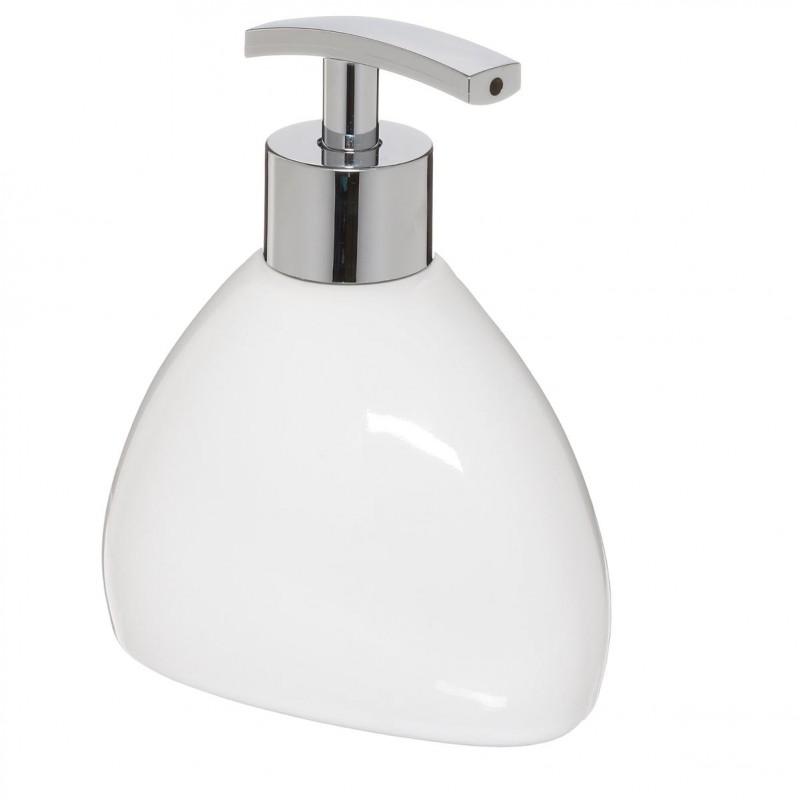 Distributeur de savon en céramique 14cm blanc - Paris Prix - robuste et facile d'entretien_0