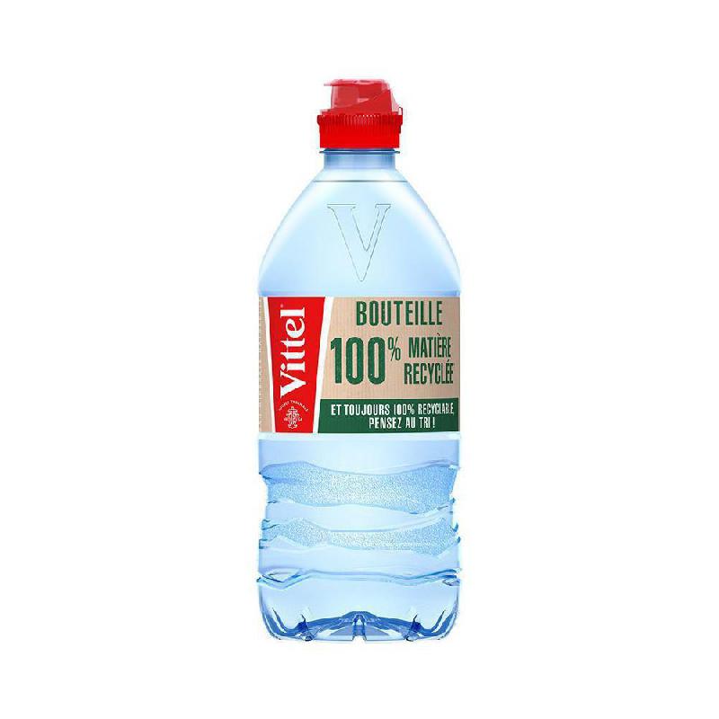 EAU MINERALE NATURELLE PLATE VITTEL - BOUCHON SPORT - BOUTEILLE 75 CL - LOT DE 15 BOUTEILLES