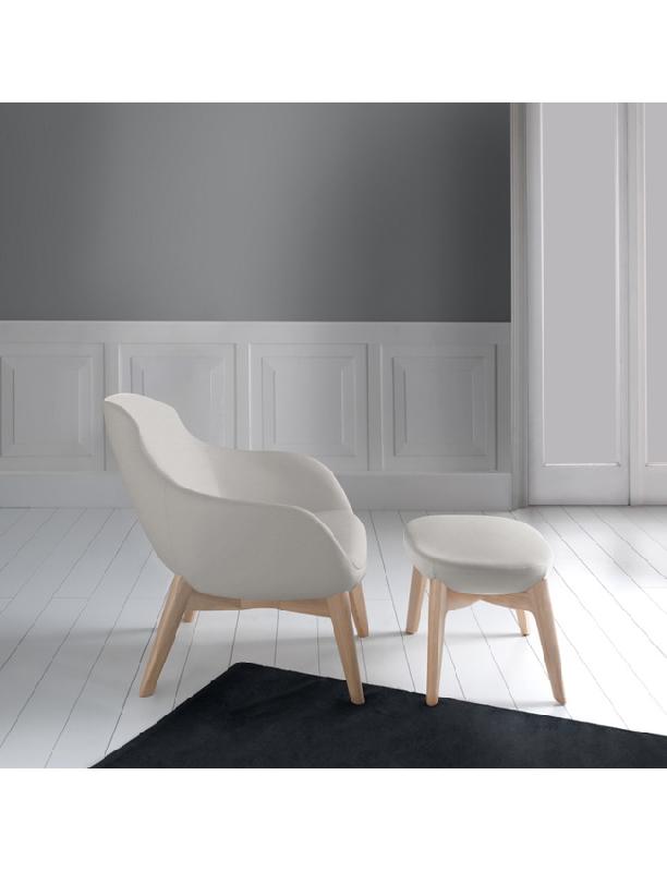 Fauteuil Raphaël - entièrement rembourré - base en frêne teinte au choix - différentes bases disponibles_0