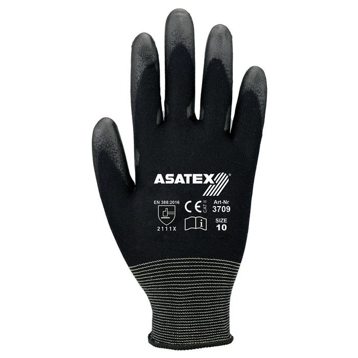Gants taille 8 noirs en polyamide avec revêtement souple en polyuréthane - ASATEX - Version légère et hydrophobe_0