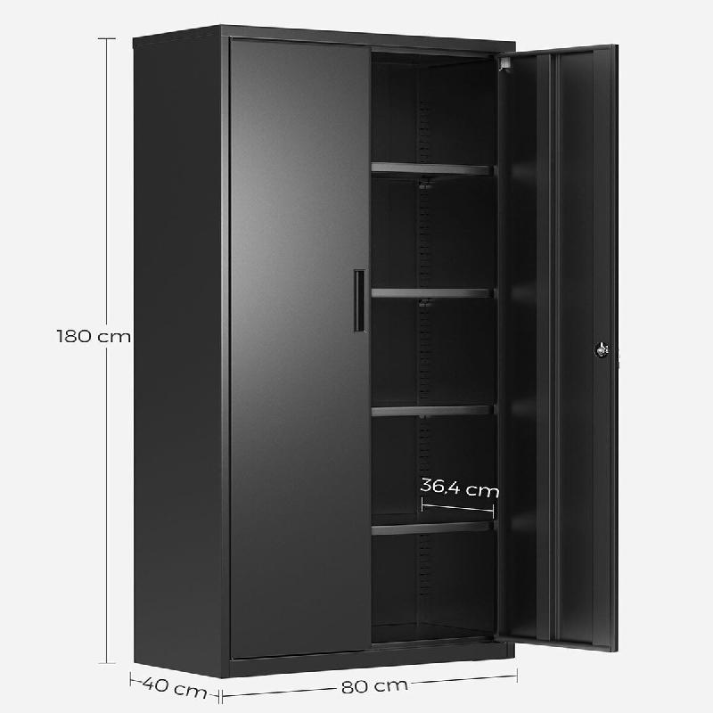 Helloshop26 - Armoire de rangement en acier placard de bureau à 5 niveaux double porte meuble de rangement pour garage bureau 12_0003983 - métal 300_0