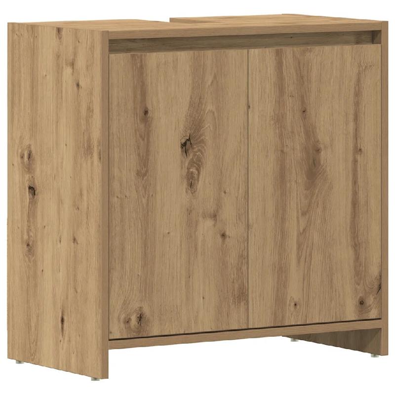 Helloshop26 - Armoire lavabo de salle de bain avec espace de rangement 60 x 33 x 60 cm en bois d'ingénierie chêne artisanal 02_0051610 - Bois massif_0
