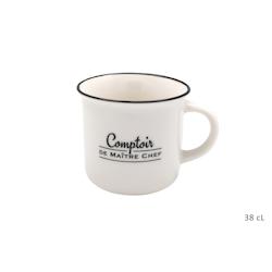 Lot de 12 Mug Noir et Blanc De Comptoir Porcelaine Maitre Chef - MUGCOM001_12_0