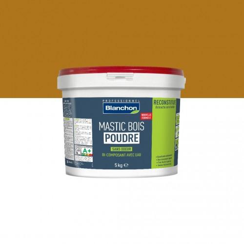 MASTIC BOIS POUDRE - BI-COMPOSANT AVEC EAU - SANS ODEUR - CHÊNE CLAIR - 5KG BLANCHON