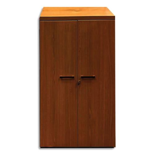 Armoire mélaminée Emma - 2 portes - Hauteur 198 cm - Coloris blanc/noisetier_0