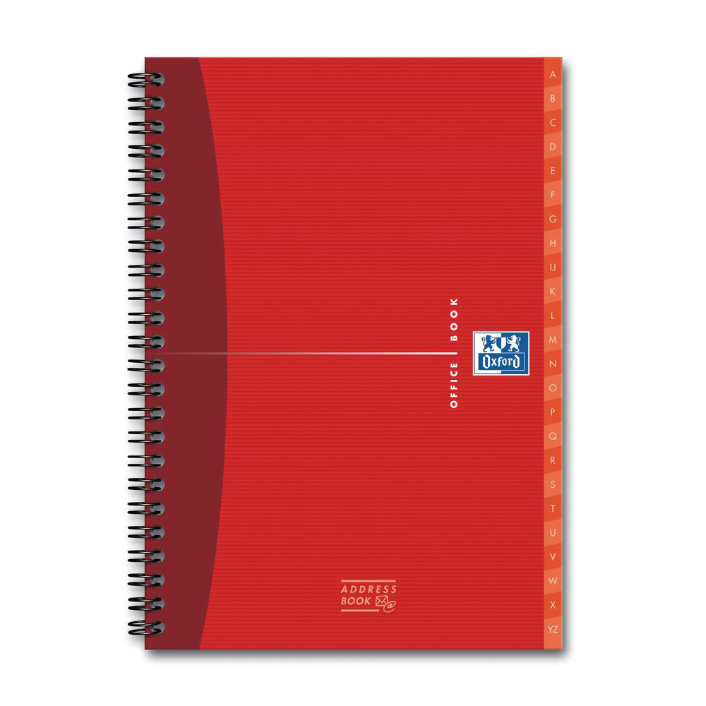 OFFICE OXFORD ESSENTIALS - CARNET D'ADRESSES A-Z - DOUBLE SPIRALE - A5 - 160 PAGES - 90 G/M² - BLOC 80 FEUILLES  - LOT DE 5