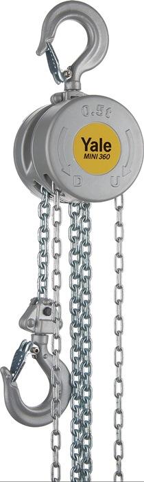 Palan à chaîne YaleMINI 360 - Capacité 500 kg - Hauteur de course 6 m - Crochet de charge - Boîtier aluminium_0