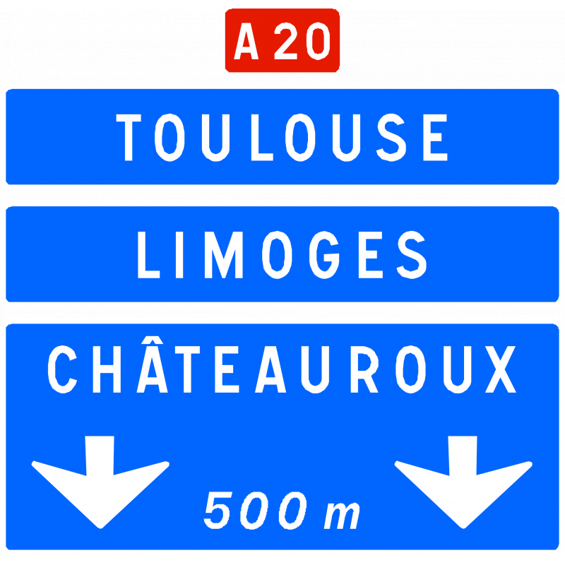 Panneau directionnel Da41c - Bifurcation autoroutière Da41c_0