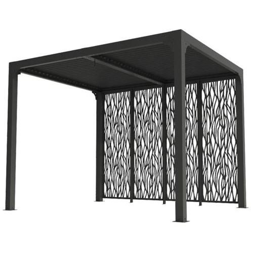 PERGOLA BIOCLIMATIQUE AUTOPORTANTE MANUELLE ALU GRIS 2,40X3M-MOUCHARABIEH-GRIS HABRITA