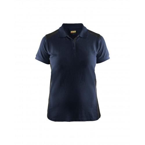 POLO DE TRAVAIL FEMME EN COTON 3390 - BLEU MARINE FONCÉ ET NOIR - 3XL BLAKLADER