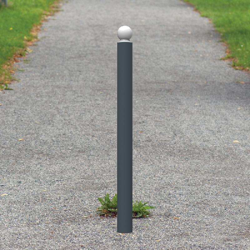 Potelet à sceller opus tete boule  h.V. .ø 90-h1200 h.Sol-anthracite mat 7016 /blanc_0
