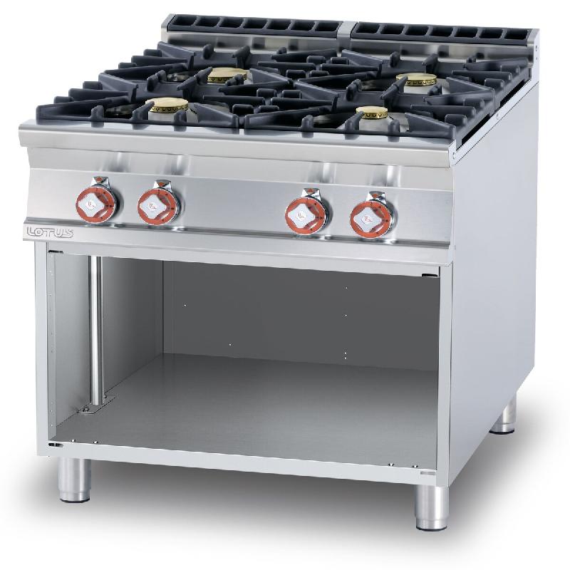 Redcook Cuisinière à gaz à 4 feux avec veilleuse sur le compartiment ouvert. Structure en acier inoxydable. Dimensions 80x90 h90 cm. Modèle PC-98G_0