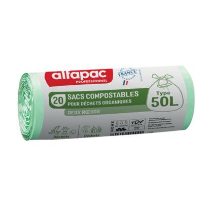 Sacs poubelle pour déchets compostables 50 L transparents, lot de 500_0