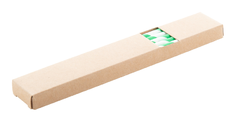 Set de 10 pailles en papier avec motifs rayures - livré en boîte kraft - couleur vert - 16,8 gr_0